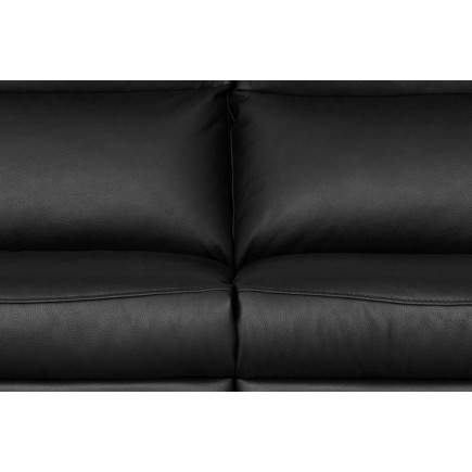 Canapé taille 2 places avec 2 relax en 100% tout cuir épais de luxe italien avec 2 relax électriques, PERINI, noir