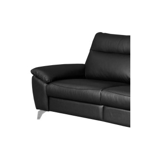 Canapé taille 2 places avec 2 relax en 100% tout cuir épais de luxe italien avec 2 relax électriques, PERINI, noir