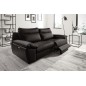 Canapé taille 2 places avec 2 relax en 100% tout cuir épais de luxe italien avec 2 relax électriques, PERINI, noir