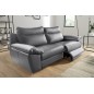 Canapé taille 2 places avec 2 relax en 100% tout cuir épais de luxe italien avec 2 relax électriques, PERINI, gris