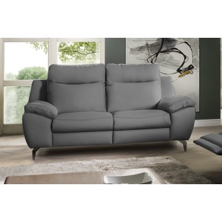 Canapé taille 2 places avec 2 relax en 100% tout cuir épais de luxe italien avec 2 relax électriques, PERINI, gris