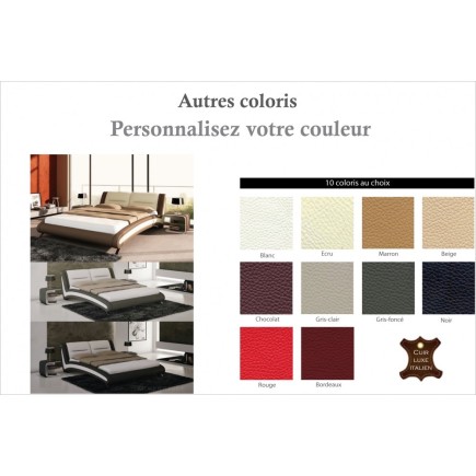 Lit en cuir italien de luxe NIGHTY, couleur personnalisée
