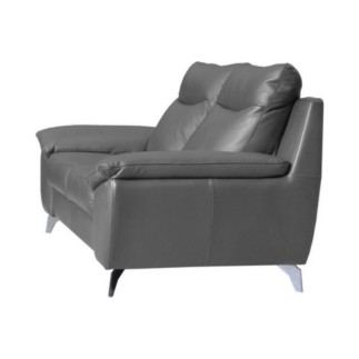 Canapé taille 2 places avec 2 relax en 100% tout cuir épais de luxe italien avec 2 relax électriques, PERINI, gris