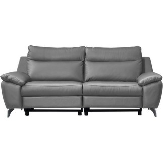 Canapé taille 3 places avec 2 relax en 100% tout cuir épais de luxe italien avec 2 relax électriques, PERINI, gris