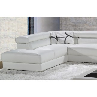 Canapé d'angle en cuir italien 5 places BONO, blanc.