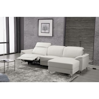 Canapé d'angle relax en cuir de buffle italien de luxe 5 places BRIO, blanc, angle droit