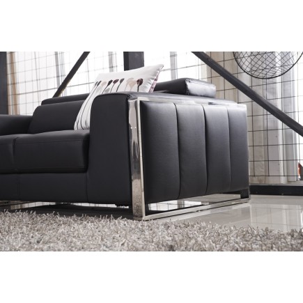 Canapé 3 places en cuir italien buffle LUXY, moka
