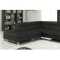 Canapé d'angle en cuir Luxe italien 5/6 places Grand GEORGE, noir, angle gauche