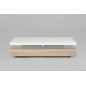 Table basse design, dessus en bois laqué blanc MARTENS