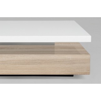 Table basse design, dessus en bois laqué blanc MARTENS