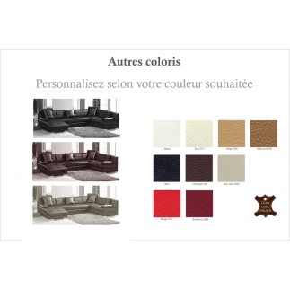 Canapé d'angle en cuir italien 8 places, VENESIA, couleur personnalisée, angle droit