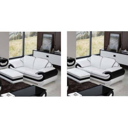 2eme paiement de ma commande: Ensemble de 2 canapé 2 places en cuir italien vachette candide blanc et noir, 6x sans frai, total