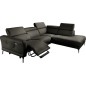 Canapé d'angle relax en 100% tout cuir épais de luxe italien avec relax électrique, 5/6 places DALI, anthracite, angle droit