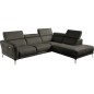 Canapé d'angle relax en 100% tout cuir épais de luxe italien avec relax électrique, 5/6 places DALI, anthracite, angle droit