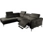 - Canapé d'angle relax en 100% tout cuir épais de luxe italien avec relax électrique, 5/6 places DALI, anthracite, angle gauche