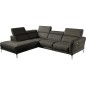 - Canapé d'angle relax en 100% tout cuir épais de luxe italien avec relax électrique, 5/6 places DALI, anthracite, angle gauche