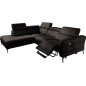 Canapé d'angle relax en 100% tout cuir épais de luxe italien avec relax électrique, 5/6 places DALI, chocolat, angle gauche