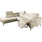 - Canapé d'angle relax en 100% tout cuir épais de luxe italien avec relax électrique, 5/6 places DALI, blanc cassé, angle gauche