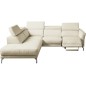 - Canapé d'angle relax en 100% tout cuir épais de luxe italien avec relax électrique, 5/6 places DALI, blanc cassé, angle gauche