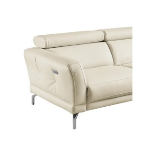 - Canapé d'angle relax en 100% tout cuir épais de luxe italien avec relax électrique, 5/6 places DALI, blanc cassé, angle gauche