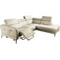 Canapé d'angle relax en 100% tout cuir épais de luxe italien avec relax électrique, 5/6 places DALI, blanc cassé, angle droit