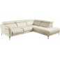 Canapé d'angle relax en 100% tout cuir épais de luxe italien avec relax électrique, 5/6 places DALI, blanc cassé, angle droit