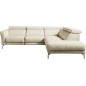 Canapé d'angle relax en 100% tout cuir épais de luxe italien avec relax électrique, 5/6 places DALI, blanc cassé, angle droit