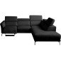 Canapé d'angle relax en 100% tout cuir épais de luxe italien avec relax électrique, 5/6 places DALI, noir, angle droit