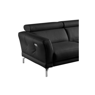 Canapé d'angle relax en 100% tout cuir épais de luxe italien avec relax électrique, 5/6 places DALI, noir, angle droit