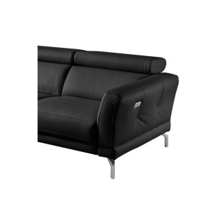 - Canapé d'angle relax en 100% tout cuir épais de luxe italien avec relax électrique, 5/6 places DALI, noir, angle gauche