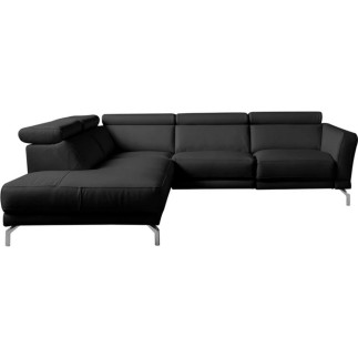 - Canapé d'angle relax en 100% tout cuir épais de luxe italien avec relax électrique, 5/6 places DALI, noir, angle gauche