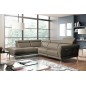 Canapé d'angle relax en 100% tout cuir épais de luxe italien avec relax électrique, 5/6 places DALI, taupe, angle gauche