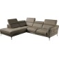 Canapé d'angle relax en 100% tout cuir épais de luxe italien avec relax électrique, 5/6 places DALI, taupe, angle gauche