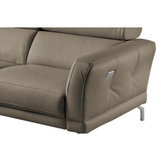 Canapé d'angle relax en 100% tout cuir épais de luxe italien avec relax électrique, 5/6 places DALI, taupe, angle gauche