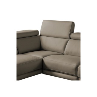 Canapé d'angle relax en 100% tout cuir épais de luxe italien avec relax électrique, 5/6 places DALI, taupe, angle gauche