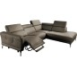 Canapé d'angle relax en 100% tout cuir épais de luxe italien avec relax électrique, 5/6 places DALI, taupe, angle droit