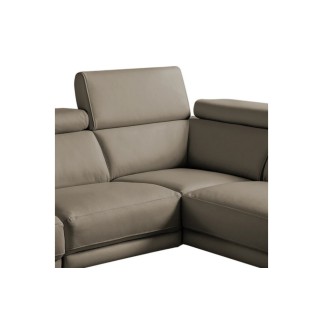 Canapé d'angle relax en 100% tout cuir épais de luxe italien avec relax électrique, 5/6 places DALI, taupe, angle droit