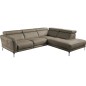 Canapé d'angle relax en 100% tout cuir épais de luxe italien avec relax électrique, 5/6 places DALI, taupe, angle droit