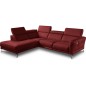 Canapé d'angle relax en 100% tout cuir épais de luxe italien avec relax électrique, 5/6 places DALI, rouge foncé, angle gauche