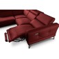 Canapé d'angle relax en 100% tout cuir épais de luxe italien avec relax électrique, 5/6 places DALI, rouge foncé, angle gauche