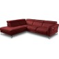 Canapé d'angle relax en 100% tout cuir épais de luxe italien avec relax électrique, 5/6 places DALI, rouge foncé, angle gauche