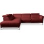 Canapé d'angle relax en 100% tout cuir épais de luxe italien avec relax électrique, 5/6 places DALI, rouge foncé, angle gauche