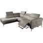 Canapé d'angle relax en 100% tout cuir épais de luxe italien avec relax électrique, 5/6 places DALI, gris, angle gauche