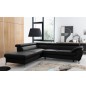 - Canapé d'angle convertible en cuir italien de luxe 5/6 places FINLANDE avec coffre, noir, angle gauche