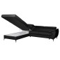 - Canapé d'angle convertible en cuir italien de luxe 5/6 places FINLANDE avec coffre, noir, angle gauche