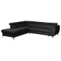 - Canapé d'angle convertible en cuir italien de luxe 5/6 places FINLANDE avec coffre, noir, angle gauche
