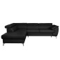 - Canapé d'angle convertible en cuir italien de luxe 5/6 places FINLANDE avec coffre, noir, angle gauche
