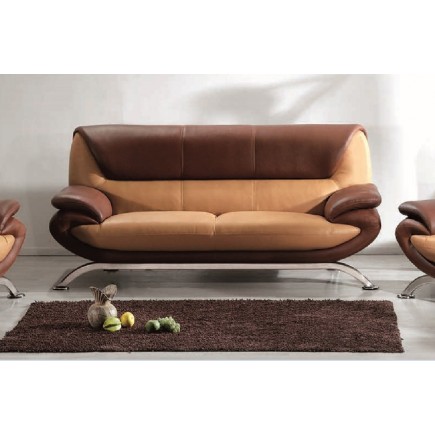 Canapé 3 places en cuir italien SICILIA, beige et chocolat
