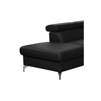 - Canapé d'angle convertible en cuir italien de luxe 5/6 places FINLANDE avec coffre, noir, angle gauche
