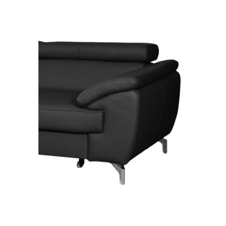 - Canapé d'angle convertible en cuir italien de luxe 5/6 places FINLANDE avec coffre, noir, angle gauche